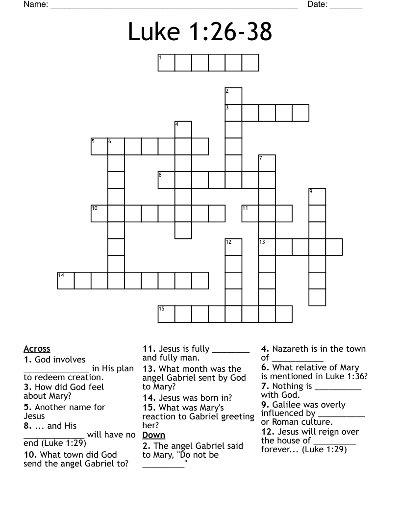 Luke 1:26-38 Crossword