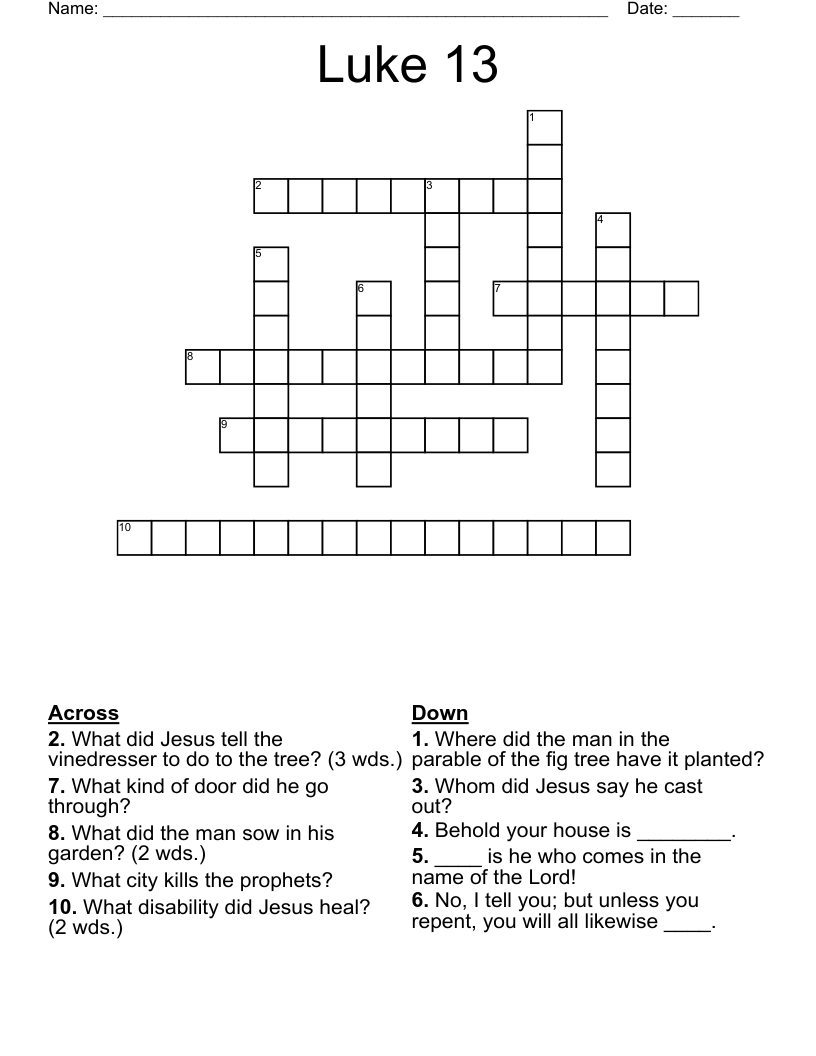 Luke 13 Crossword