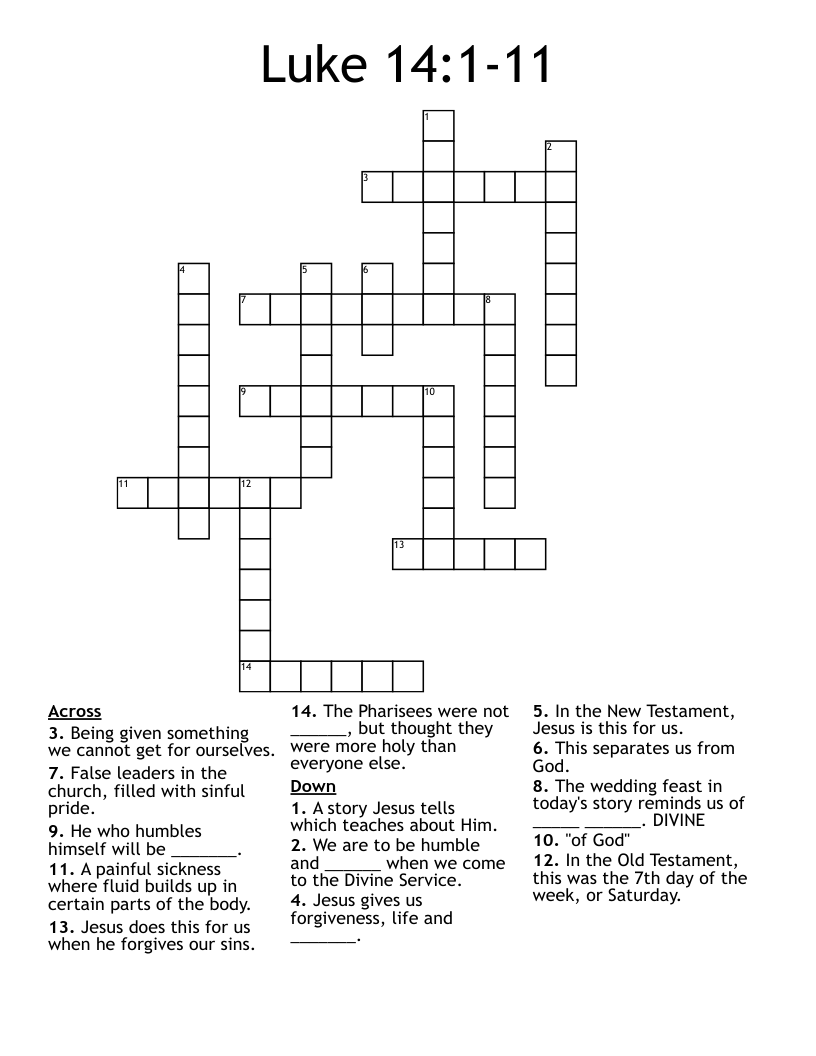 Luke 14:1-11 Crossword
