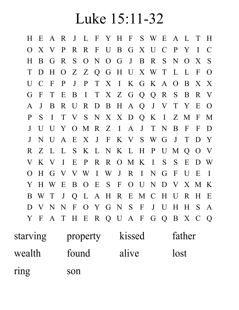 Luke 15:11-32 Word Search