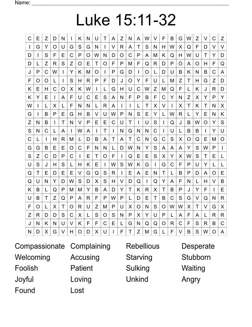 Luke 15:11-32 Word Search