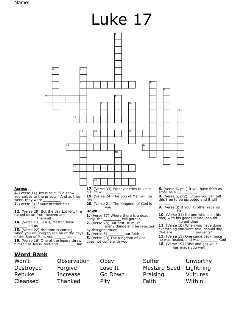 Luke 17 Crossword