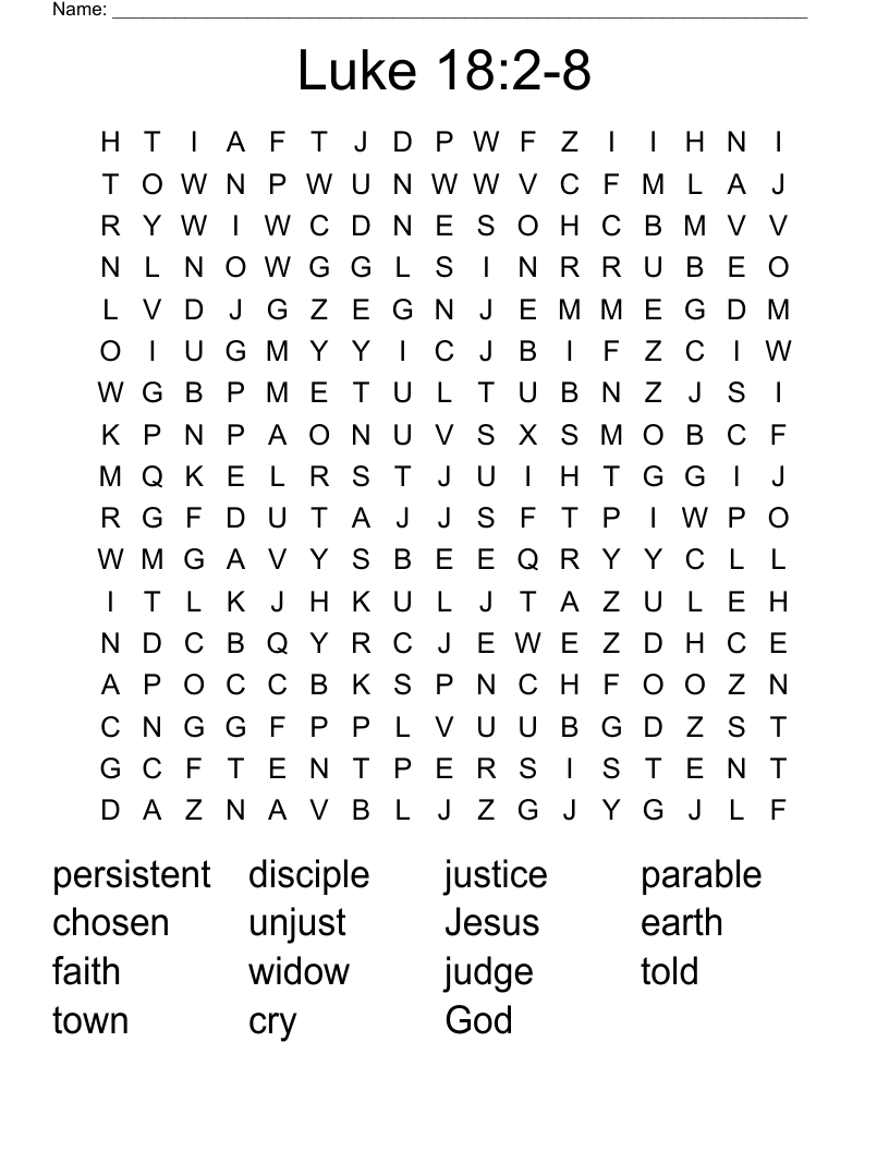 Luke 18:2-8 Word Search
