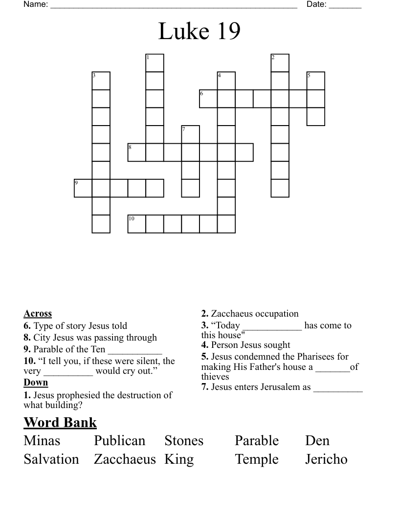 Luke 19 Crossword