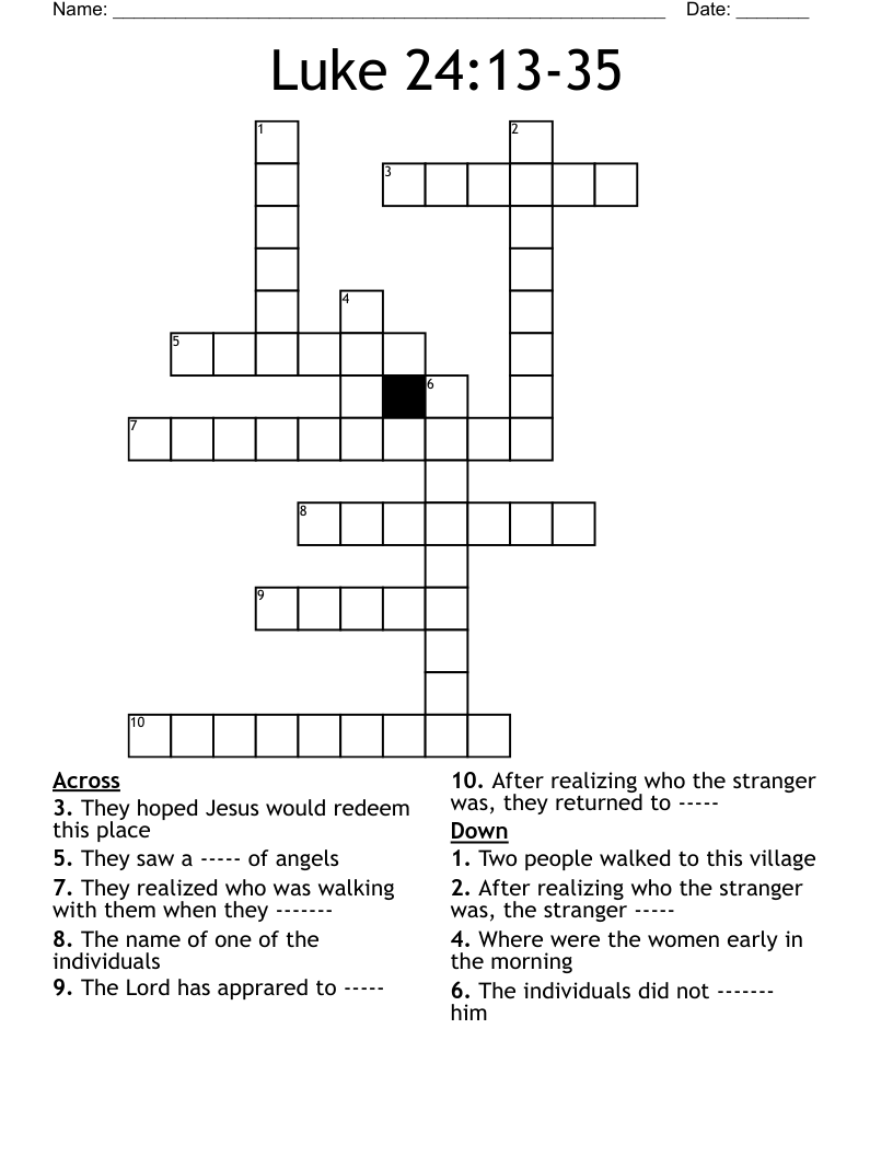 Luke 24:13-35 Crossword