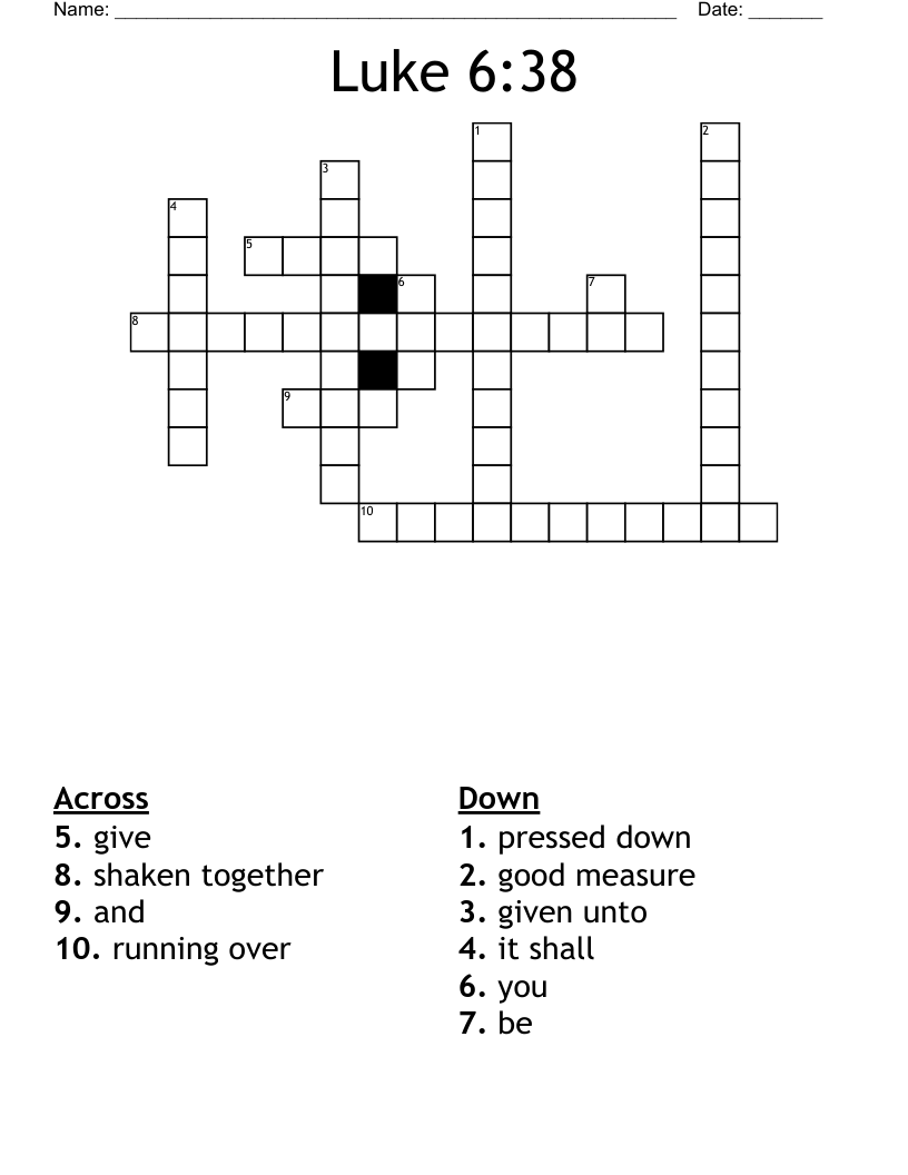 Luke 6:38 Crossword