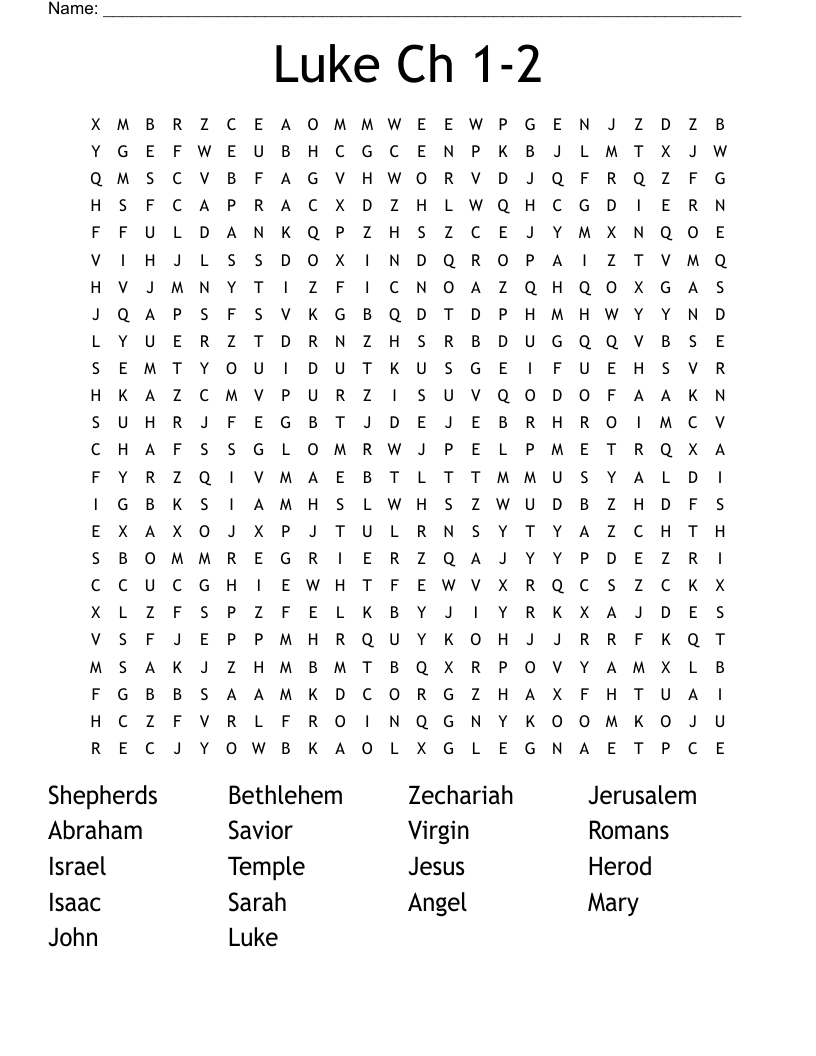 Luke Ch 1-2 Word Search