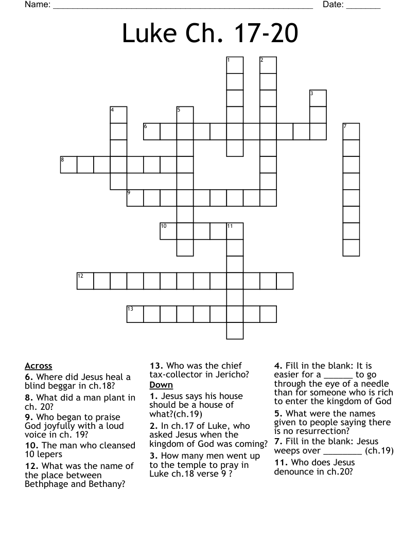 Luke Ch. 17-20 Crossword