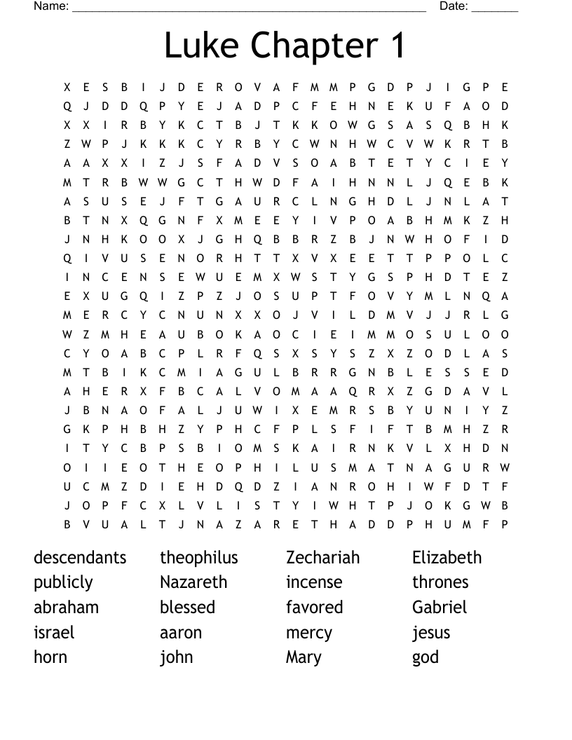 Luke Chapter 1 Word Search