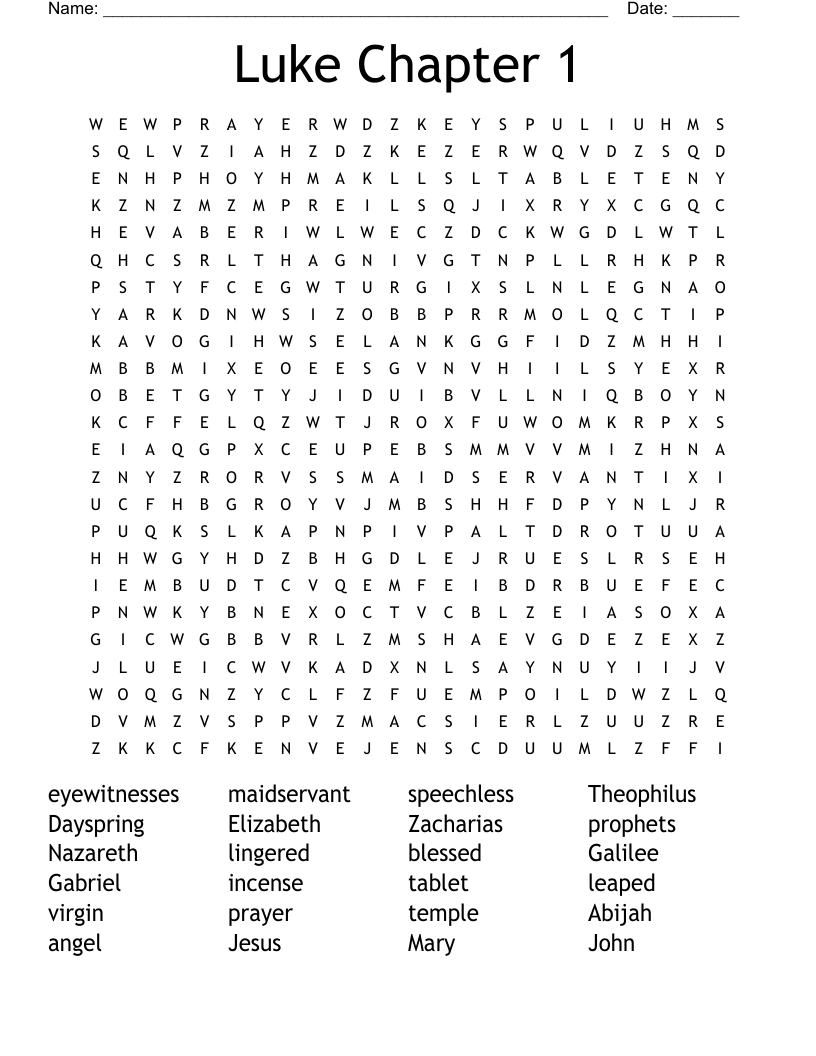 Luke Chapter 1  Word Search
