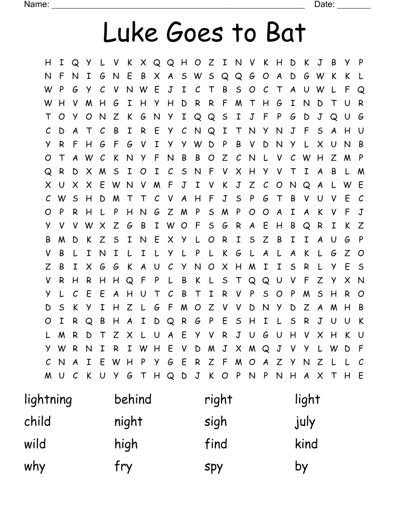 Luke Goes to Bat Word Search