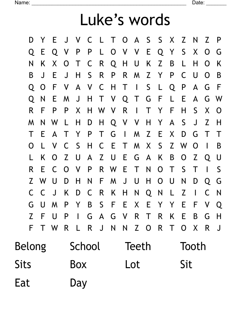 Luke’s words Word Search