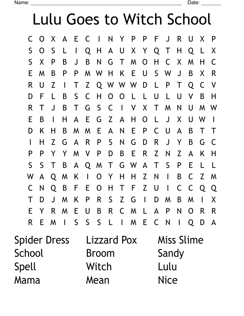 Lulu Goes to Witch School Word Search