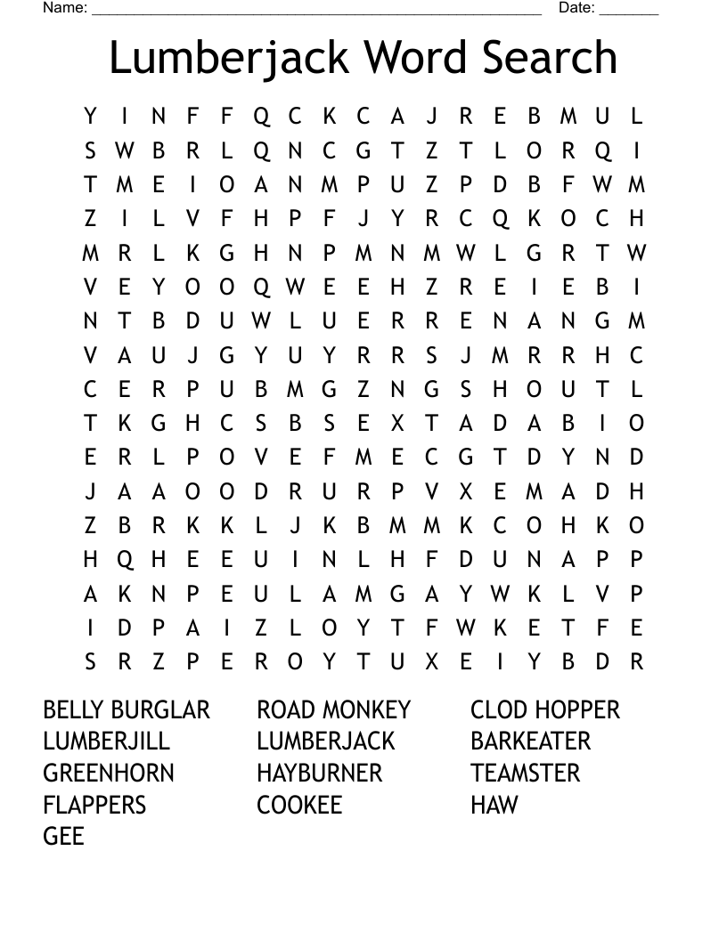 Lumberjack Word Search