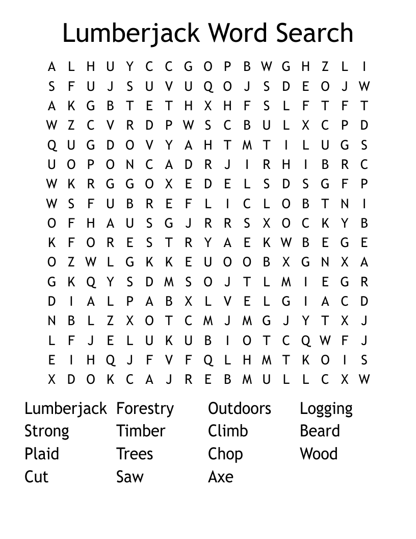 Lumberjack Word Search 