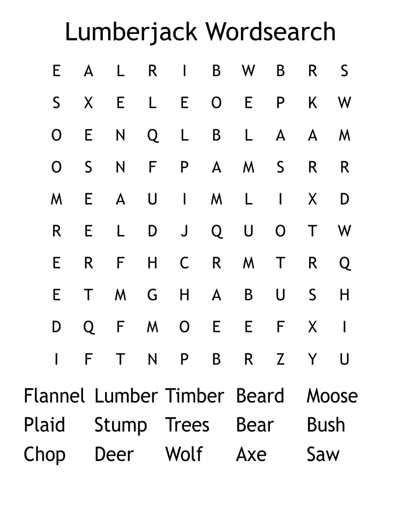 Lumberjack Wordsearch