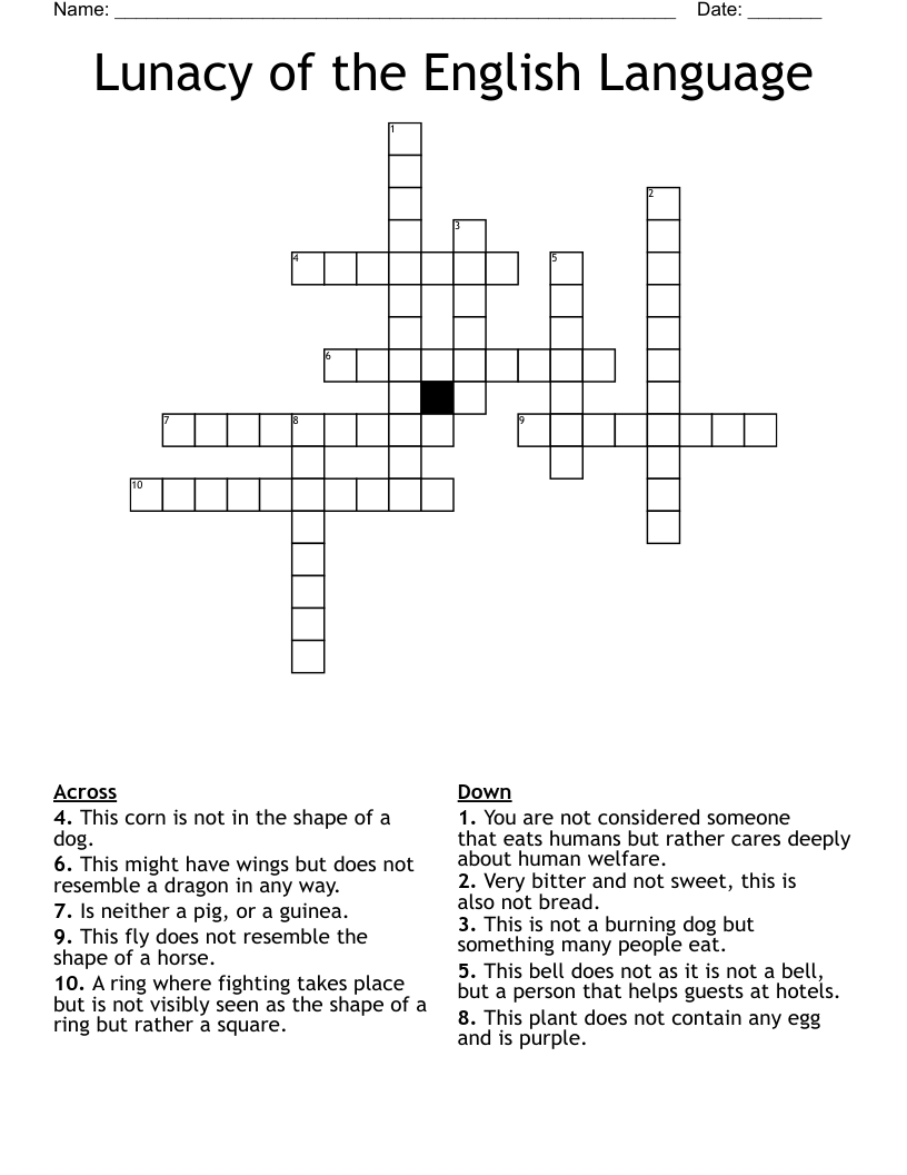 Lunacy of the English Language Crossword
