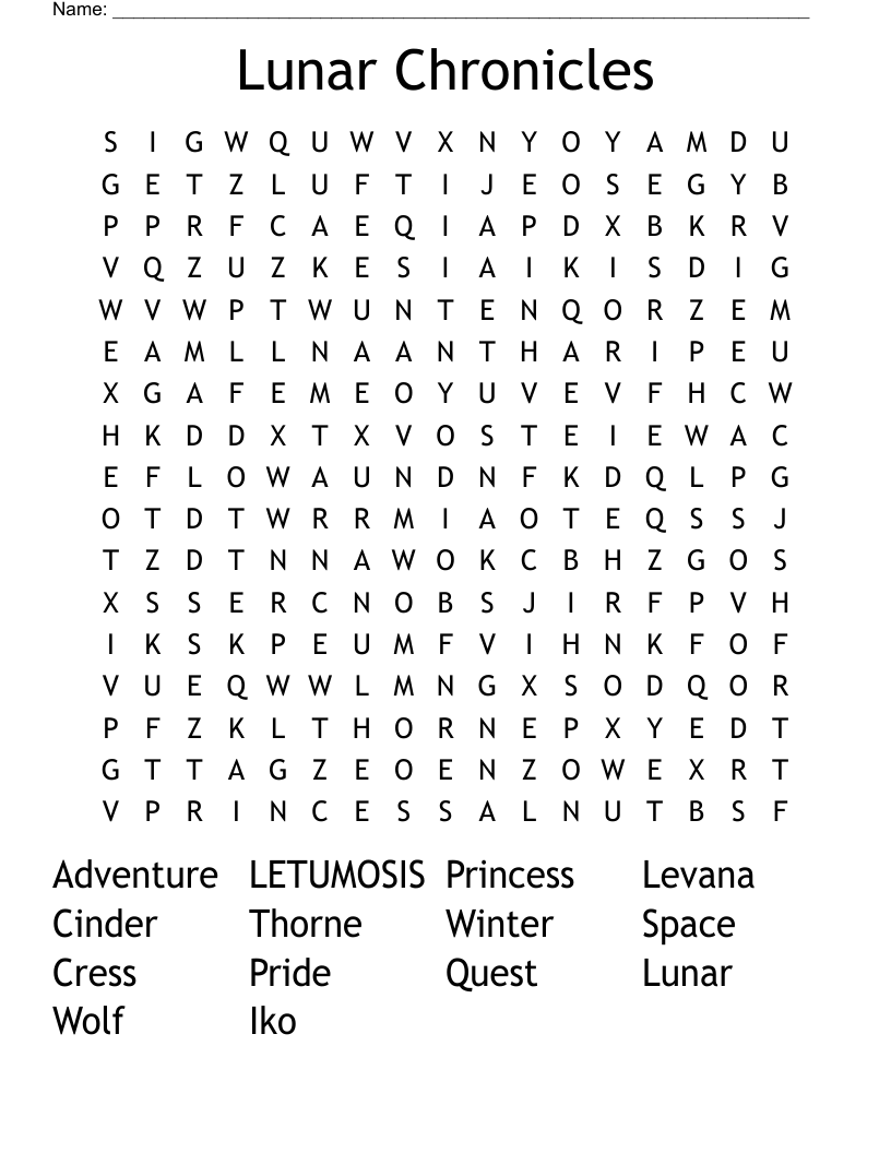 Lunar Chronicles   Word Search