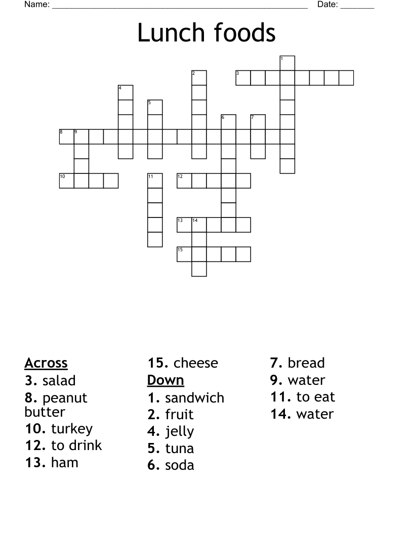 Lunch foods Crossword