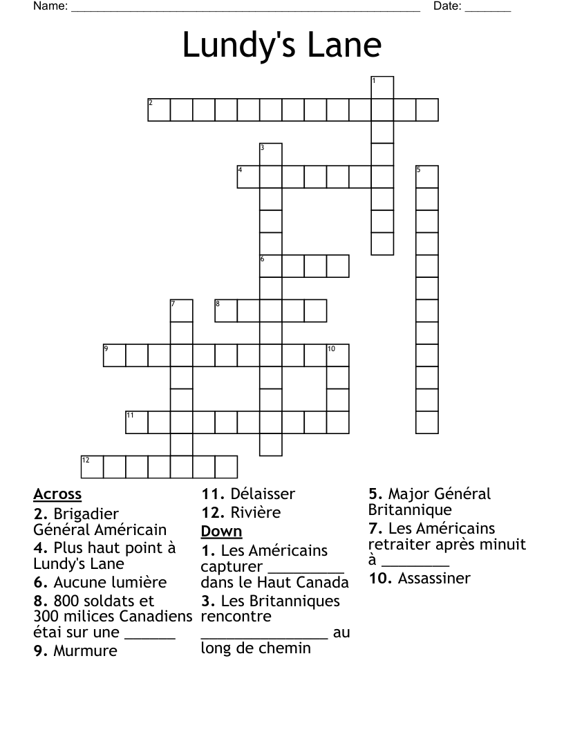 Lundy's Lane Crossword