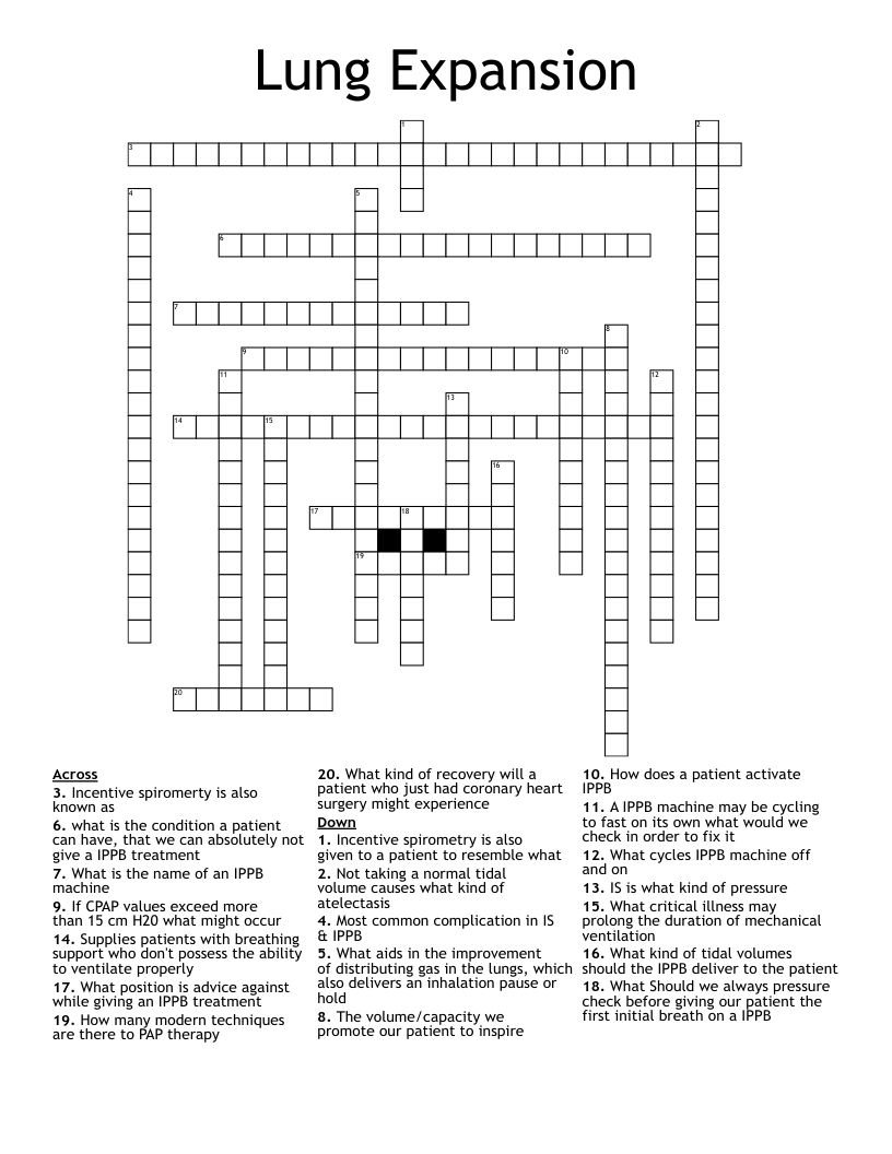 Lung Expansion Crossword