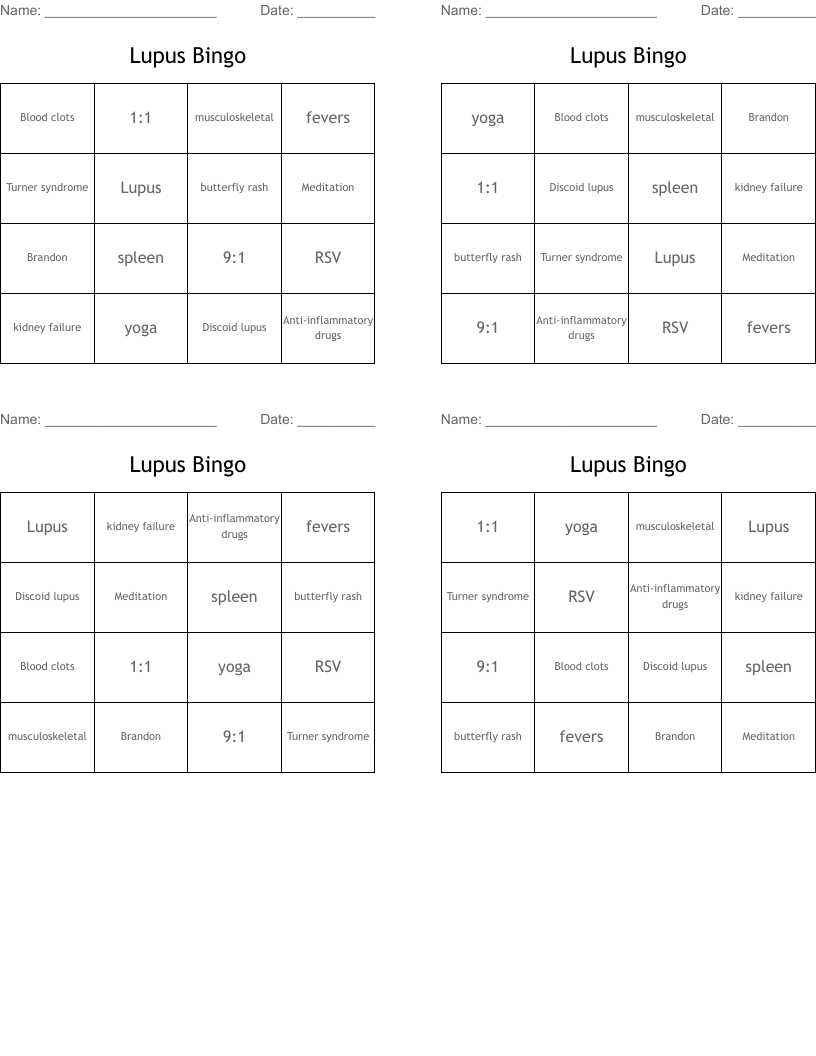 Lupus Bingo