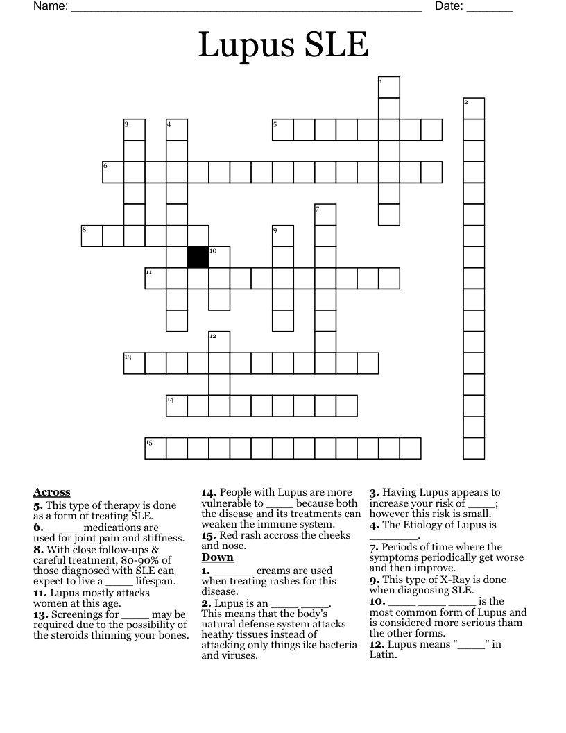 Lupus SLE Crossword