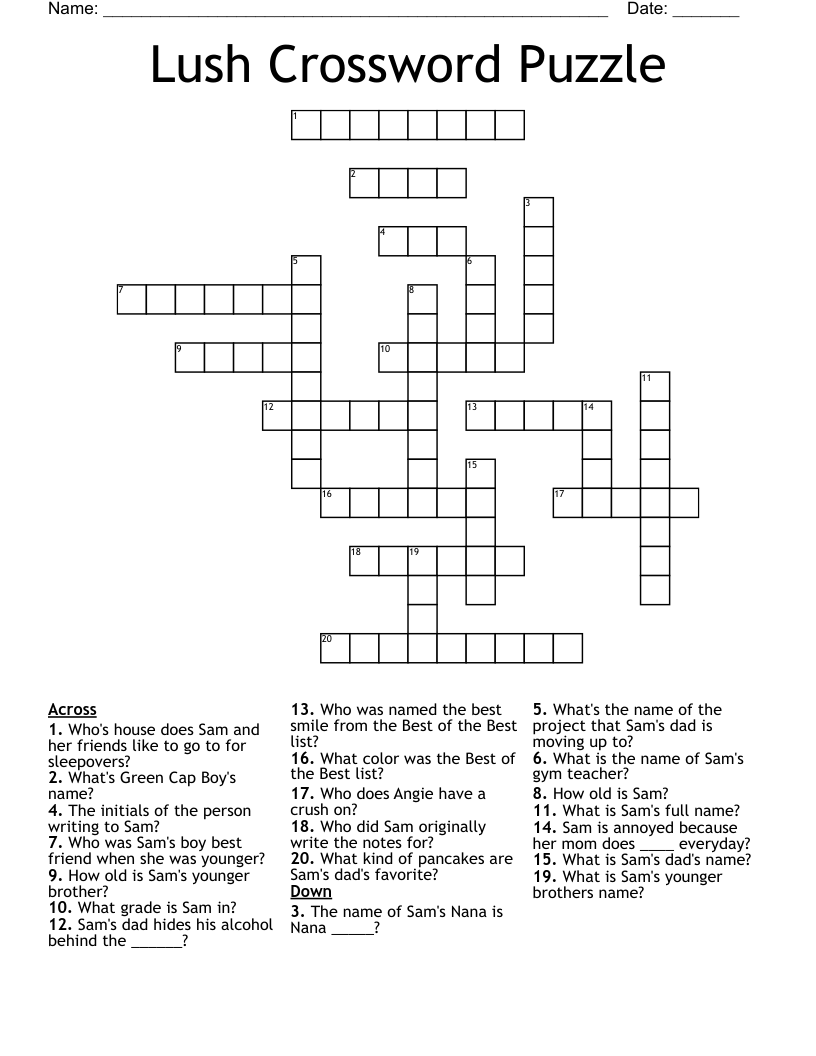 Lush Crossword Puzzle