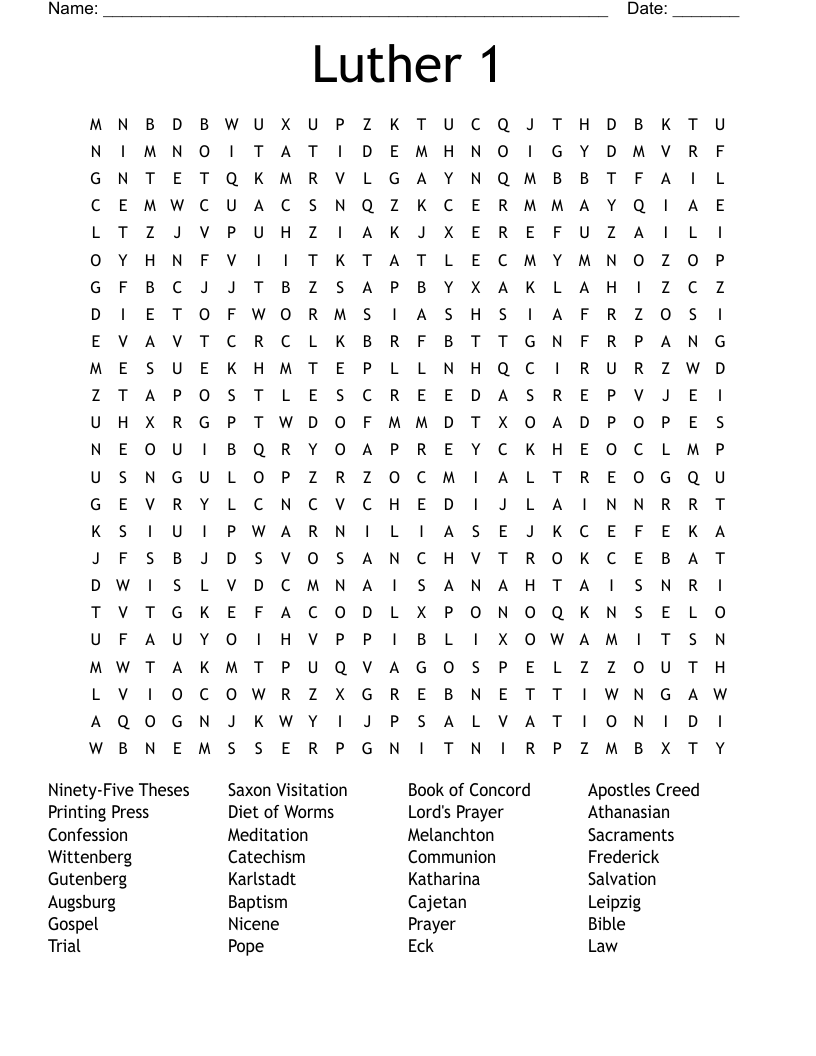 Luther 1 Word Search