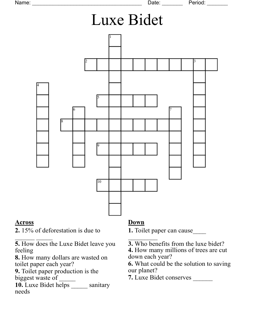 Luxe Bidet Crossword