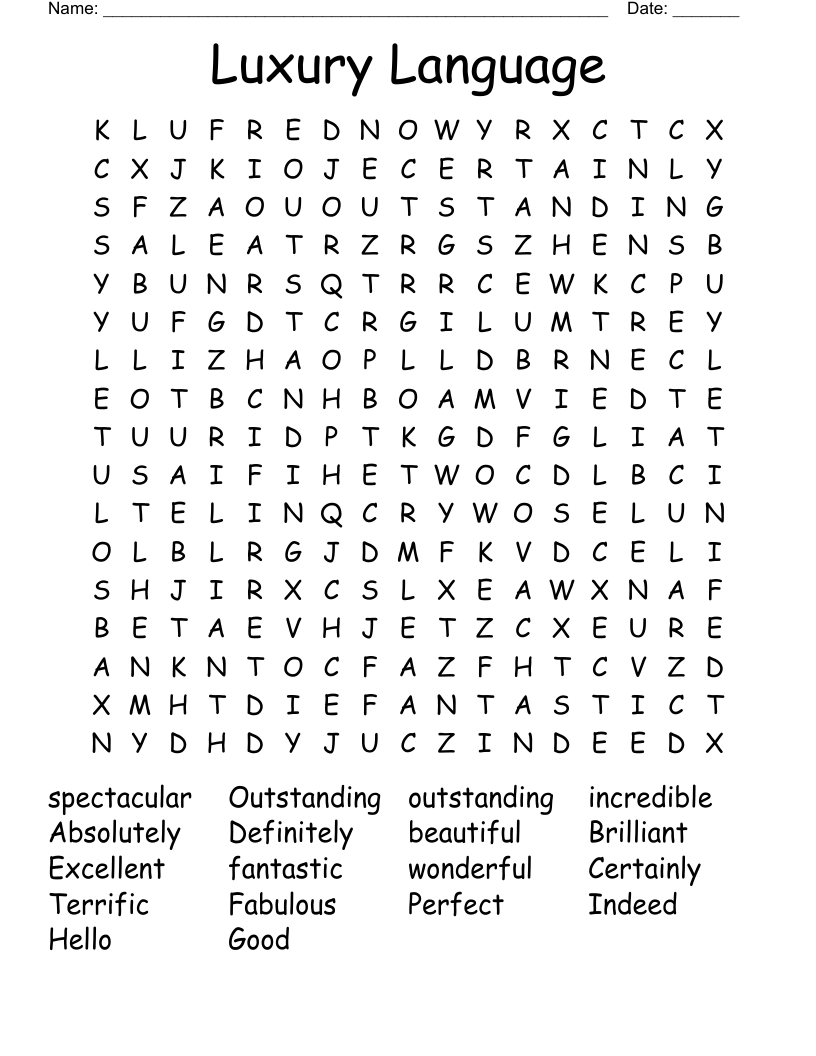 Luxury Language  Word Search