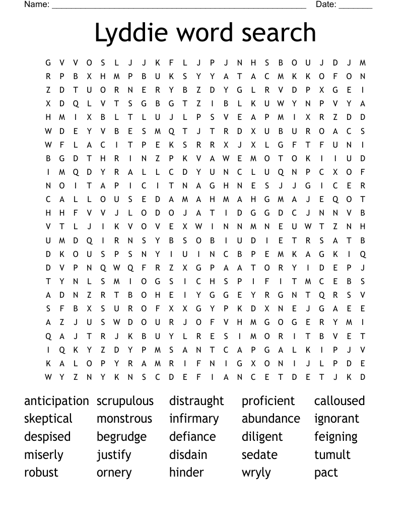 Lyddie word search