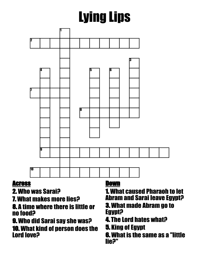 Lying Lips Crossword