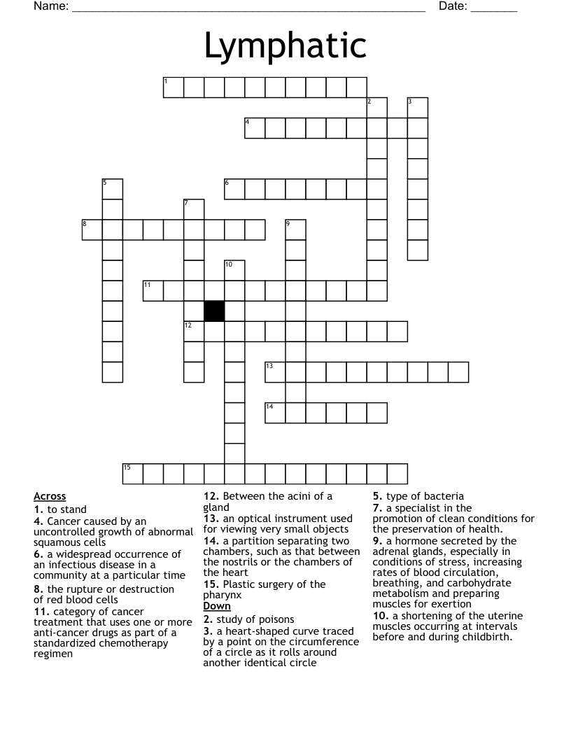 Lymphatic Crossword