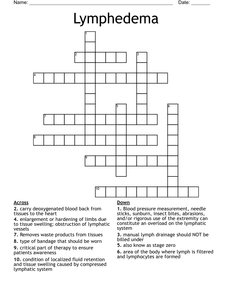 Lymphedema  Crossword