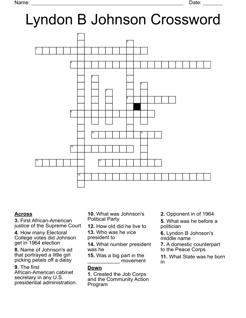 Lyndon B Johnson Crossword