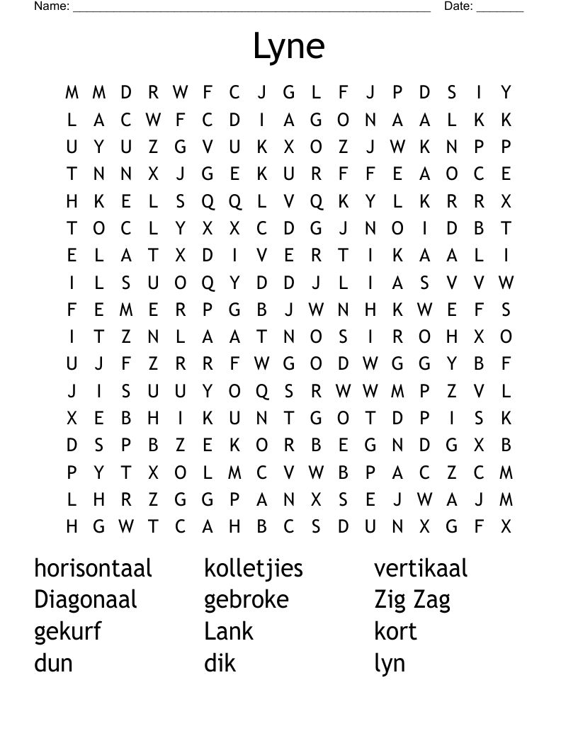 Lyne Word Search
