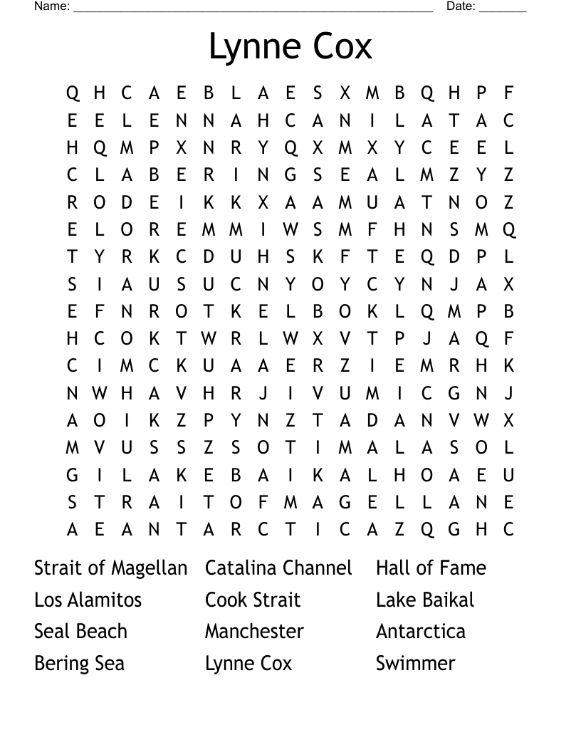 Lynne Cox  Word Search