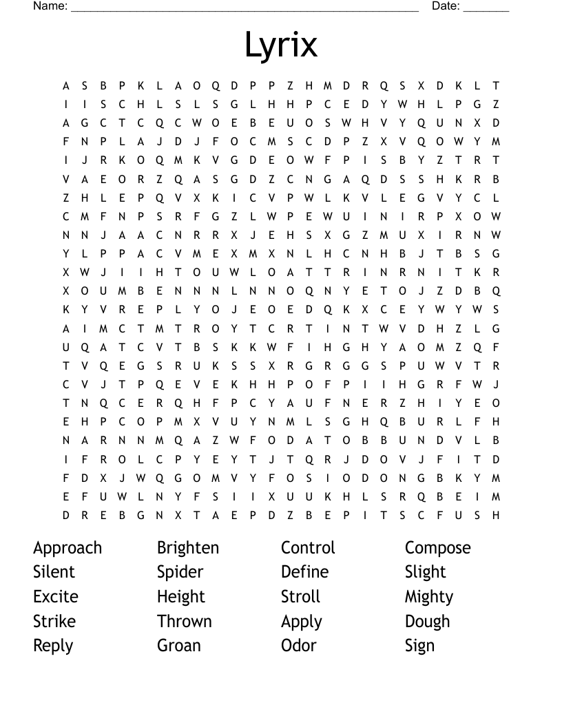 Lyrix Word Search