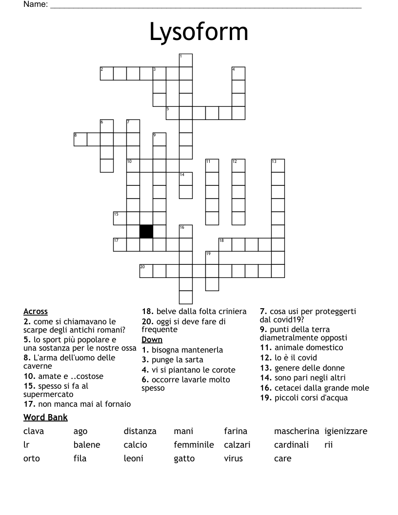 Lysoform Crossword