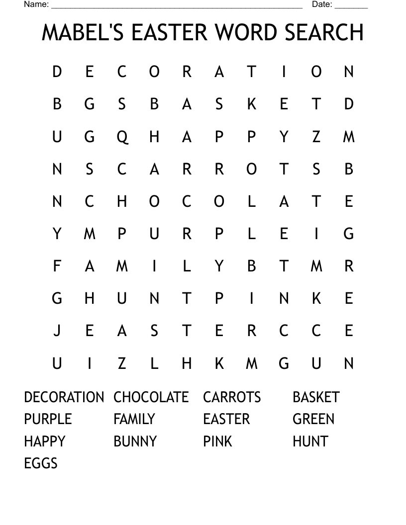 MABEL'S EASTER WORD SEARCH