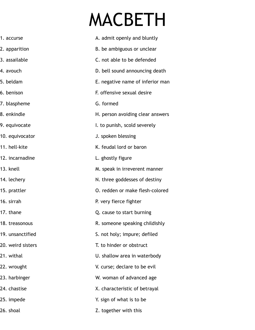 MACBETH Worksheet