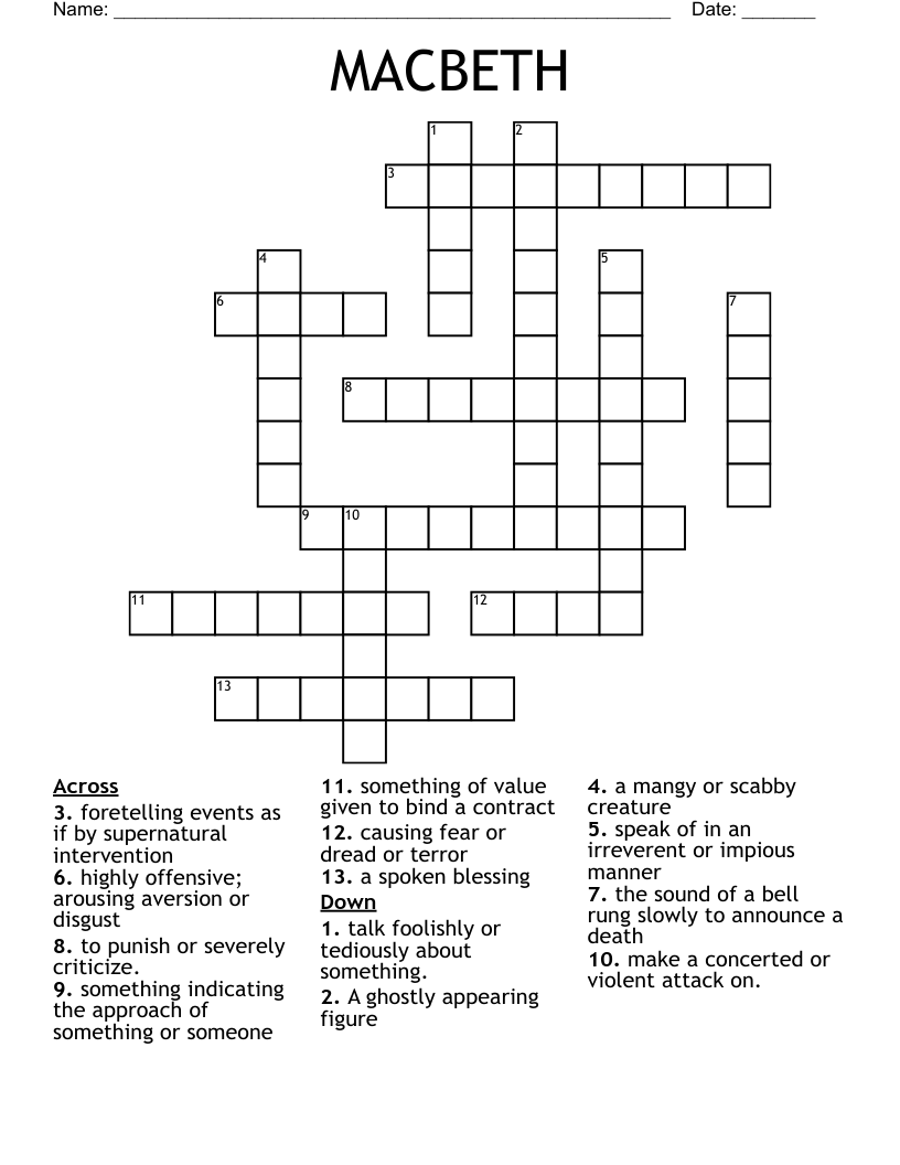 MACBETH  Crossword