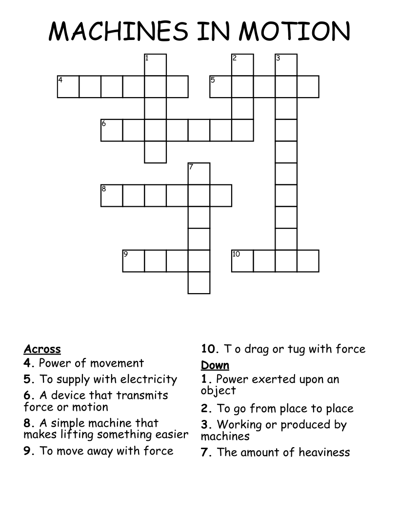 MACHINES IN MOTION Crossword