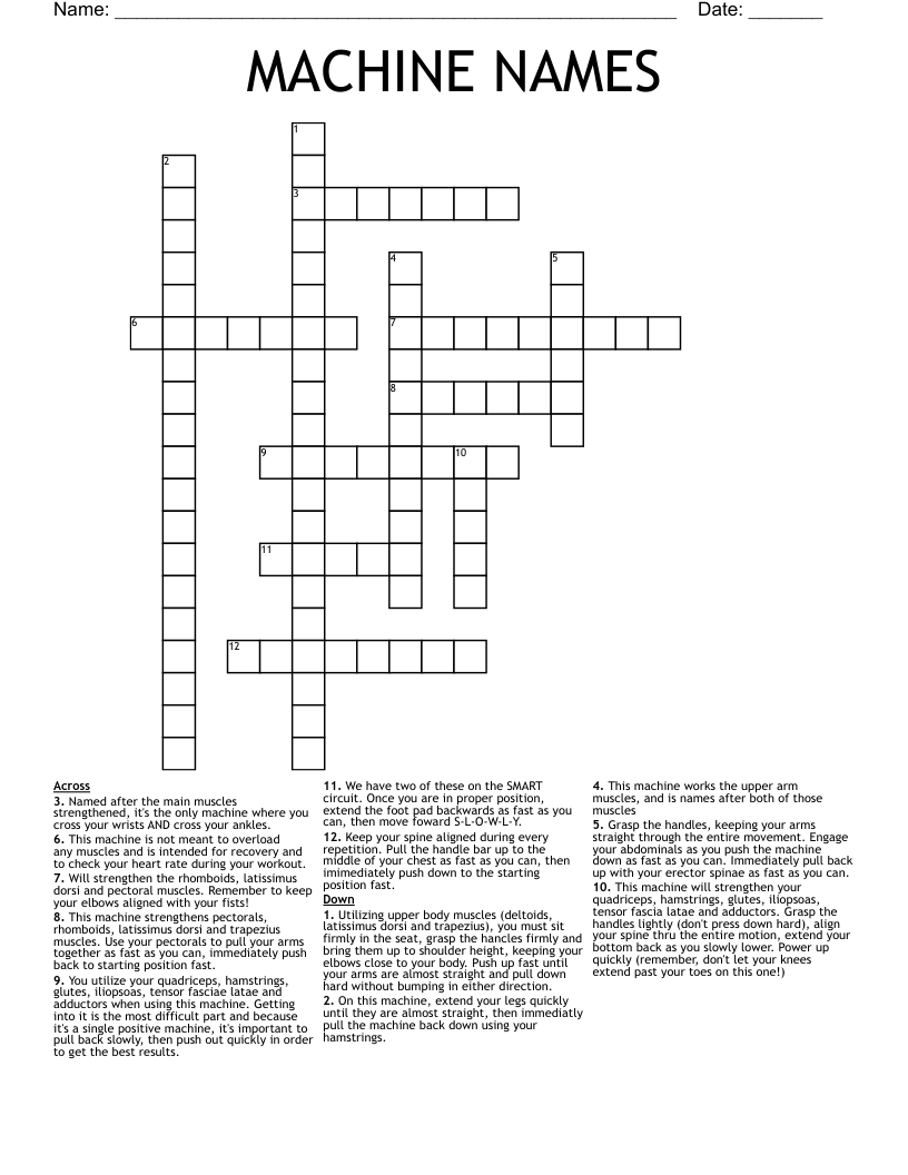 MACHINE NAMES Crossword