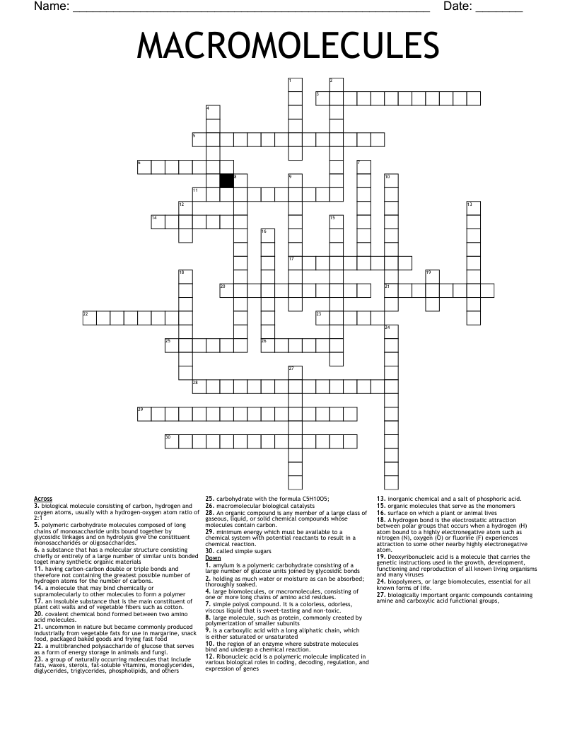 MACROMOLECULES Crossword