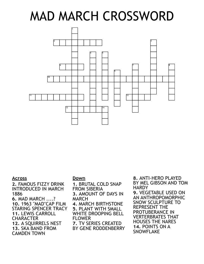 MAD MARCH CROSSWORD