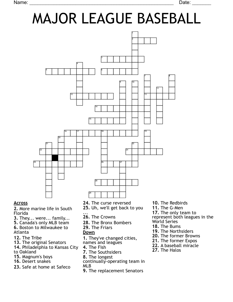 MAJOR LEAGUE BASEBALL Crossword