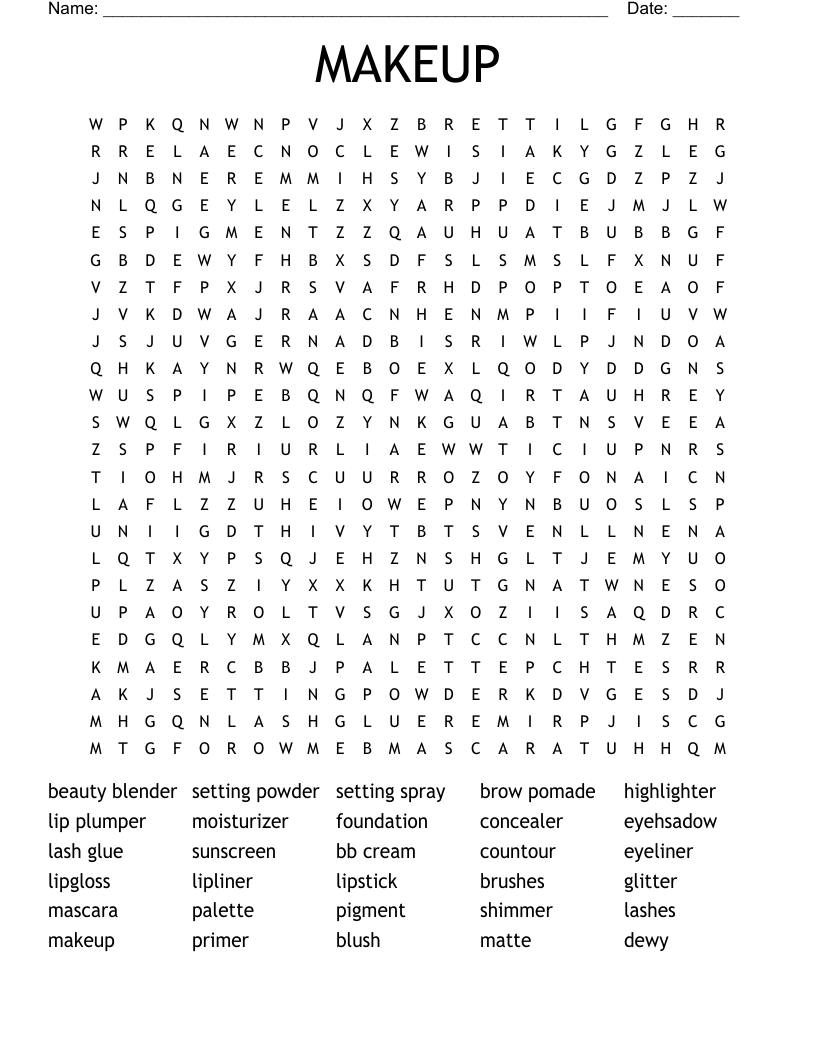 MAKEUP Word Search
