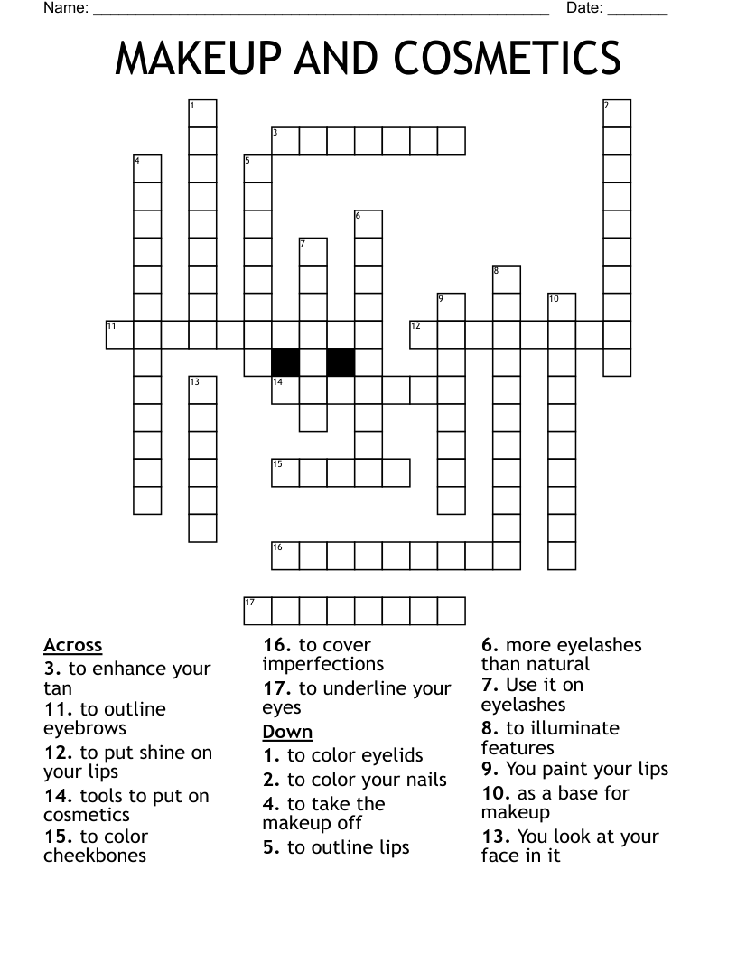 MAKEUP AND COSMETICS Crossword